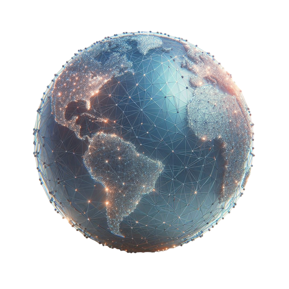 Earth surrounded by digital connections